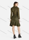 Wholesale Women's Lapel Zipper Crop Suede Jacket With A-Line Ruffle Hem Skirt 2 Piece Set - Liuhuamall