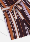 Wholesale Women's Casual Spaghetti Strap V-Neck Striped Print Button Front Belted Romper - Liuhuamall