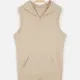 Men's Casual Plain Sleeveless Zipper Hoodies With Kangaroo Pocket Khaki Clothing Wholesale Market -LIUHUA
