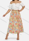 Wholesale Women's Boho Elastic Waist Folkloric Print Pleated Maxi Skirt - Liuhuamall