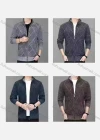 Wholesale Men's Casual Long Sleeve Stand Collar Zipper Geometric Pattern Jackets With Thermal Lined - Liuhuamall