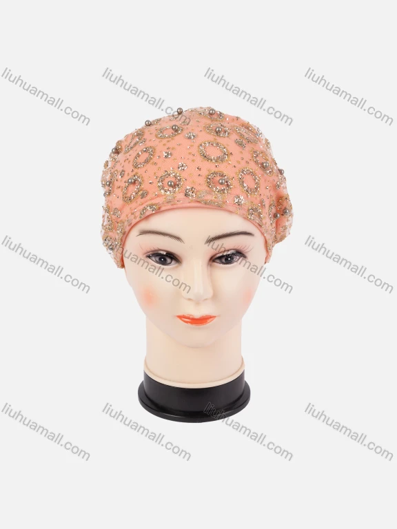 Wholesale Women's Plain Velvet Rhinestone Pearl Decro Arabic Muslim Hijab Turban Cap