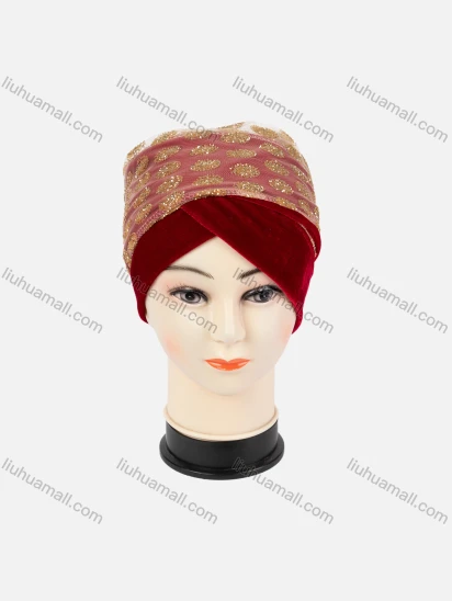 Wholesale Women's Velvet Rhinestone Arabic Muslim Hijab Turban Cap