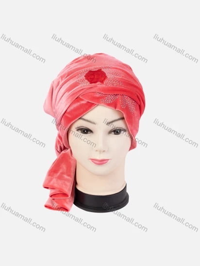 Wholesale Women's Velvet Rhinestone Embroidered Arabic Muslim Hijab Turban Cap
