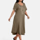Women's Plus Size Elegant Crew Neck Short Sleeve Embroidery Midi Dress 5# Clothing Wholesale Market -LIUHUA