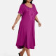 Women's Plus Size Elegant Crew Neck Short Sleeve Embroidery Midi Dress 6# Clothing Wholesale Market -LIUHUA