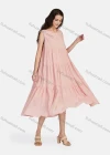 Wholesale Women's Casual Frill Neck Tiered Hem Midi Tank Dress 56252# - Liuhuamall