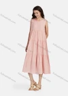 Wholesale Women's Casual Frill Neck Tiered Hem Midi Tank Dress 56252# - Liuhuamall