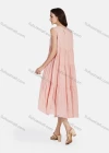 Wholesale Women's Casual Frill Neck Tiered Hem Midi Tank Dress 56252# - Liuhuamall