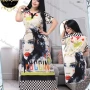 Wholesale Women's Figure Graphic Mosaic Ink Painting Notched Neck Casual Maxi Tee Dress H-9# preview