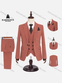 Wholesale Men's Formal Lapel Chain Decor Plain Pockets Blazer & Waistcoat & Pant 3 Pieces Suit Sets, LIUHUA CLOTHING WHOLESALE