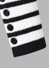 Wholesale Women's Striped Rib-knit Turtleneck Button Cuff Long Sleeve Sweater - Liuhuamall