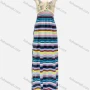 Wholesale Women's Casual Colorblock Striped Scoop Neck Cut Out Lace Shirred Ruffle Hem Maxi Cami Dress preview