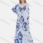 Wholesale Women's Elegant Tie Dye Sequins Long Sleeve Ruched Maxi Kaftan Abaya Robe Dress TZMQ-3-813B# preview