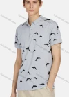 Wholesale Men's Casual Short Sleeve Dolphin Print Button Front Polo Shirts - Liuhuamall