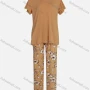 Wholesale Women's Milk Silk Plain Round Neck Short Sleeve Lace Trim Tops & Floral Print Pants 2 Piece Lounge Pajamas Set preview