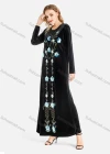 Wholesale Women's Casual Embroidered Round Neck Velvet Long Sleeve Maxi Dress - Liuhuamall
