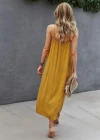 Wholesale Women's Casual Halter Guipure Lace Front Swiss Dots Print Maxi Dress - Liuhuamall