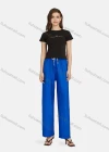 Wholesale Women's Casual High Waist Drawstring Rib-Knit Plain Wide Leg Pants 2018# - Liuhuamall