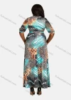 Wholesale Women's Casual Wrap V Neck Half Sleeve Allover Print Lace Up Maxi Dress - Liuhuamall