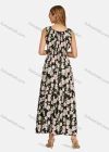 Wholesale Women's Scoop Neck Sleeveless Buttons Front Shirred Floral Print Maxi Tank Dress - Liuhuamall