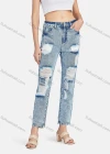 Wholesale Women's Casual Ripped High Waist Straight Leg Ankle Length Jean - Liuhuamall