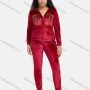 Wholesale Women's Casual Long Sleeve Rhinestone Print Suede Zipper Plain Hooded Jacket & Sweatpants Sets preview