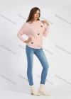 Wholesale Women's Round Neck Long Sleeve Flocking Heart Rhinestone Pullover Knit Top - Liuhuamall