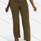 Wholesale Women's Casual Houndstooth Jacquard Plain Drawstring High Waist Wide Leg Pants Coffee Clothing Wholesale Market Liuhua