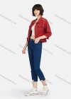 Wholesale Women's Fashion Lapel Ripped Button Down Plain Denim Jacket & Capris Pants Set - Liuhuamall