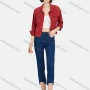 Wholesale Women's Fashion Lapel Ripped Button Down Plain Denim Jacket & Capris Pants Set preview