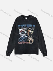 Wholesale Men's Fashion Drop Shoulder Distressed 100%Cotton Crew Neck Long Sleeve Graphic T-shirt 6005#, LIUHUA CLOTHING WHOLESALE