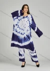 Wholesale Women's Folkloric African Tie Dye High Low Hem Long Sleeve Robe & Pants 2 Piece Sets ZRLK-100# - Liuhuamall