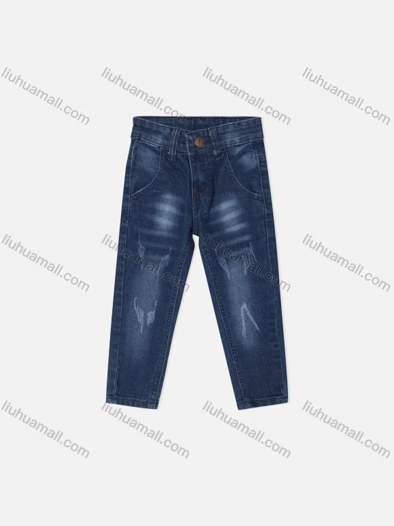 Wholesale Boy's Casual Ripped Distressed Straight Leg Ankle Length Jean