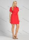 Wholesale Women's Casual Short Sleeve Button Front Belted Plain Short Shirt Dress - Liuhuamall
