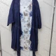 Wholesale Women's Elegant Crew Neck Floral Midi Dress & Cardigan Set Navy Clothing Wholesale Market Liuhua