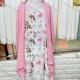 Wholesale Women's Elegant Crew Neck Floral Midi Dress & Cardigan Set Pink Clothing Wholesale Market Liuhua