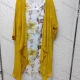 Wholesale Women's Elegant Crew Neck Floral Midi Dress & Cardigan Set Yellow Clothing Wholesale Market Liuhua
