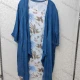 Wholesale Women's Elegant Crew Neck Floral Midi Dress & Cardigan Set Blue Clothing Wholesale Market Liuhua