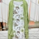 Wholesale Women's Elegant Crew Neck Floral Midi Dress & Cardigan Set Light Green Clothing Wholesale Market Liuhua