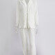 Women's Fashion Pleated Long Sleeve Loose Fit Shirt 2 Piece Set White Clothing Wholesale Market -LIUHUA