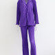 Women's Fashion Pleated Long Sleeve Loose Fit Shirt 2 Piece Set Purple Clothing Wholesale Market -LIUHUA