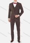 Wholesale  Men's Button Blazer&Vest&Suit Pants 3-Piece Plaid Slim Fit Suit Sets - Liuhuamall