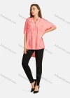 Wholesale Women's Casual V Stand Neck Short Sleeve Button Front dual Pockets Sequin Plain Top - Liuhuamall