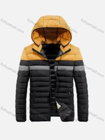 Wholesale Men's Detachable Hood Colorblock Zips Pockets Oversize Puffer Coat, LIUHUA CLOTHING WHOLESALE