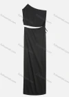 Wholesale Women's Summer Plain One Oblique Shoulder Sleeveless Cut Out Waist Ruched Sexy Maxi Dress - Liuhuamall