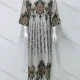 Wholesale Women's Casual Folk Art Leopard Print Crew Neck 3/4 Sleeve Maxi Abaya Dress EF23045# Gray Clothing Wholesale Market Liuhua