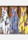 Wholesale Women's Fashion Deep V Neck Sleeveless Floral Print Maxi Dress - Liuhuamall