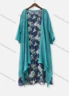 Wholesale Women's Elegant 3/4 Sleeve Floral Print Maxi Dress With Cardigan - Liuhuamall