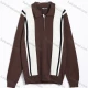 Wholesale Men's Casual Striped Zipper Collar Long Sleeve Knit Sweater Brown Clothing Wholesale Market Liuhua